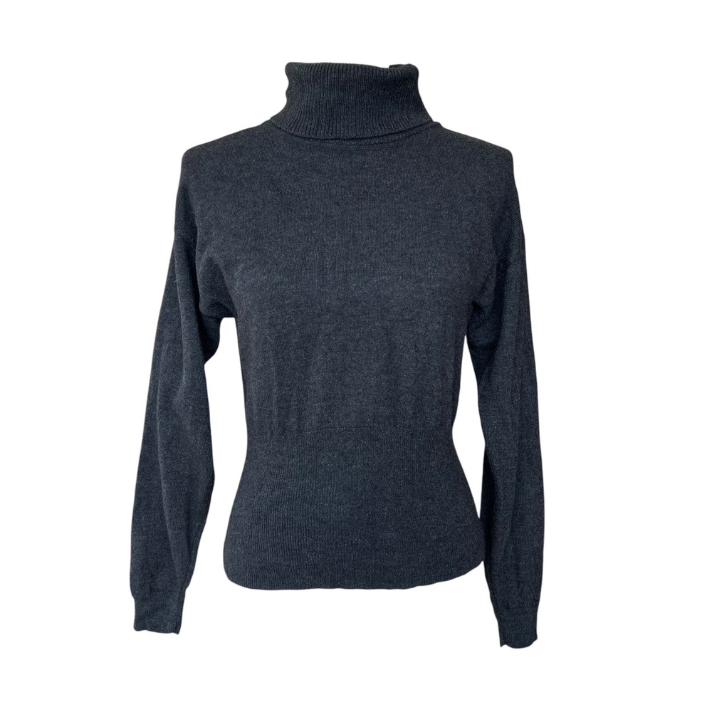 Miss Pendleton Turtleneck Sweater Women's Fitted Wool Size Medium Dark‎ Gray